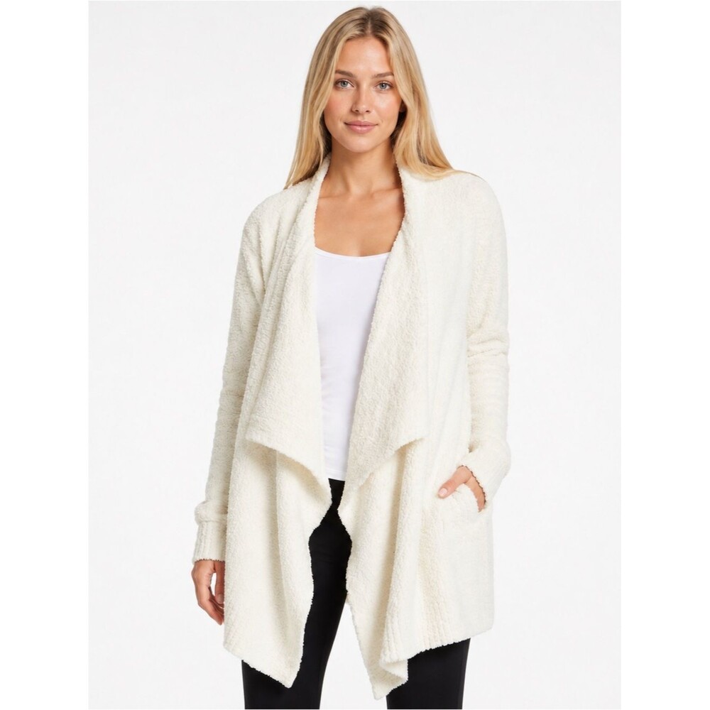 UGG Phoebe Wrap Cardigan Women Cream Open Front Cozy Longline Sweater Pockets